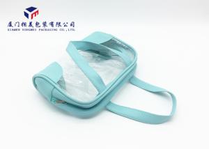 Wholesale Women Leather Cosmetic Bag With Super Clear Soft PVC Material 20cm*6.5cm*14.5cm from china suppliers