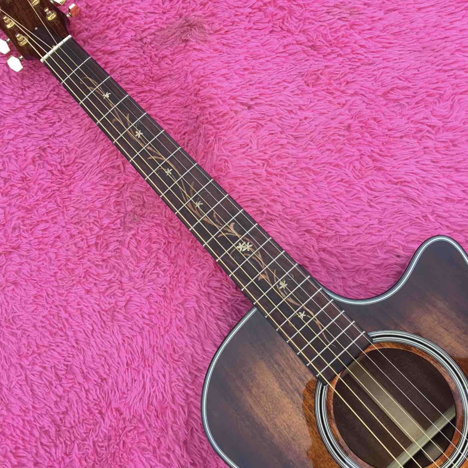 Solid Koa Wood Cutaway Rosewood Fingerboard GK24ce Acoustic Electric Guitar