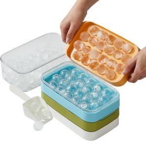 Wholesale OEM Durable Small Circle Ice Cube Tray With Lid Summer Kitchen Fridge Freeze Tools from china suppliers