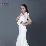 New arrival pure white lace hand rose appliques beaded floor length off shoulder