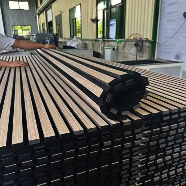 Stylish 3D Wood Veneer on MDF Wave Panel Curved Flexible for Acoustic and