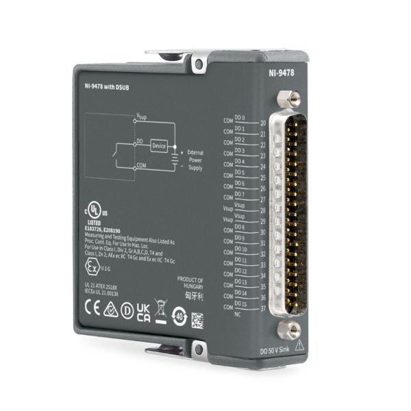National Instruments NI-9478 C Series 16-channel Digital I/O Module with 50 μs Update Rate and 12V/24V/48V Logic Compatibility