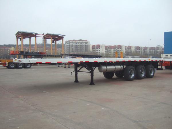 40T Capacity 3 Axles 40ft Super Single Tire Light Weight Semi Flatbed Container