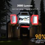 3000LM Folding Outdoor Working Light IP54 Portable Flood Light Rechargeable