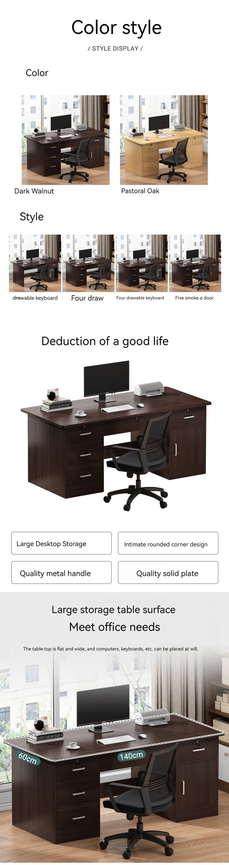 Office Furniture Simple Modern Desktop Home Computer Desk and Chair Set for Business