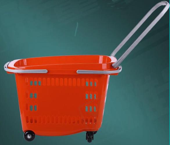 Portable Rolling Shopping Baskets With Handles , Wear Resistance Basket With