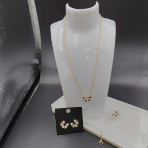 Wholesale Newest Gold Color Stainless Steel Earring ,Necklace , Bracelet Sets With rainstone For Lady Popular from china suppliers