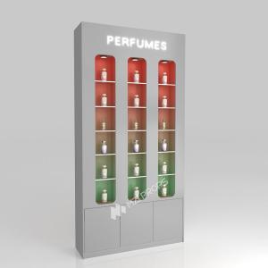 Wholesale Skincare Shop Shelf Grey Wooden Laminated Display Cabinet For Space-Saving Shop Display And Fashion-Forward Store Interior Design from china suppliers