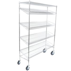 Wholesale 4 Slanted Home Wire Shelving / 1 Flat Shelf Mobile Merchandising Cart For Kitchen from china suppliers
