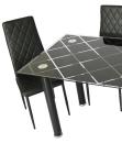 Modern Simple 140cm Black Tempered Glass Dining Table For 4pcs Chairs