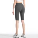 Double-sided brocade sanded high-bounce nude sense fitness pants high waist