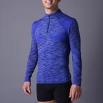 Active men's sport coat, XLSC002, melange blue, seamless stretch long sleeve,T