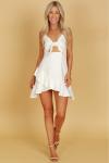 Womens Clothes 2018 Adjustable Shoulder Straps White Front Tie Linen Ruffle