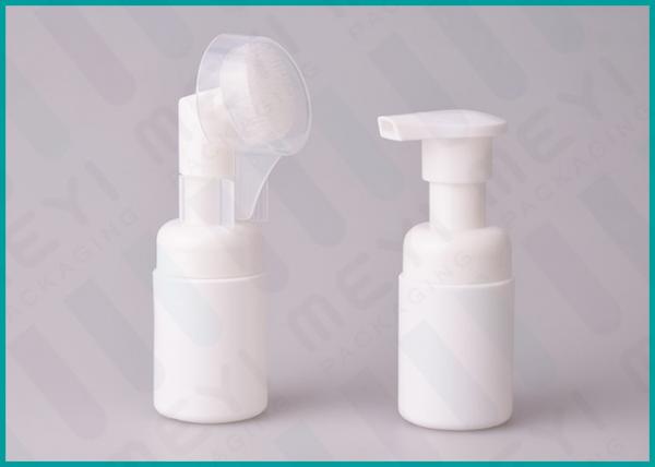 Quality 30 ML Round White Foam Soap Pump Bottle With Brush Head For Shaving Liquid for sale
