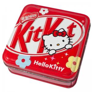 Red Hello Kitty Metal Tin Container Box Square Shape For Candy And Food Packaging