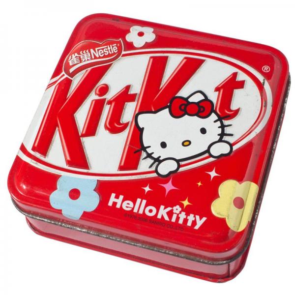 Quality Red Hello Kitty Metal Tin Container Box Square Shape For Candy And Food Packaging for sale