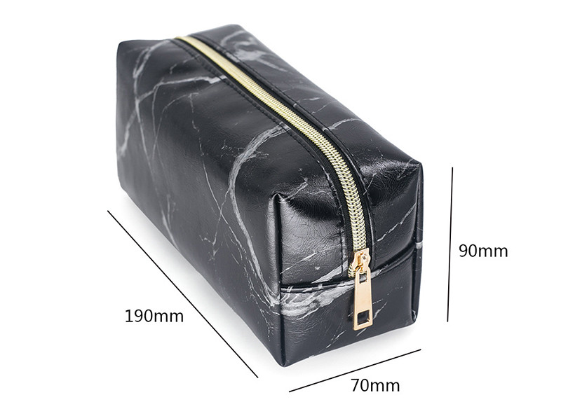 Large Capacity Women PU Marble Vanity Cosmetic Wash Bag Beauty