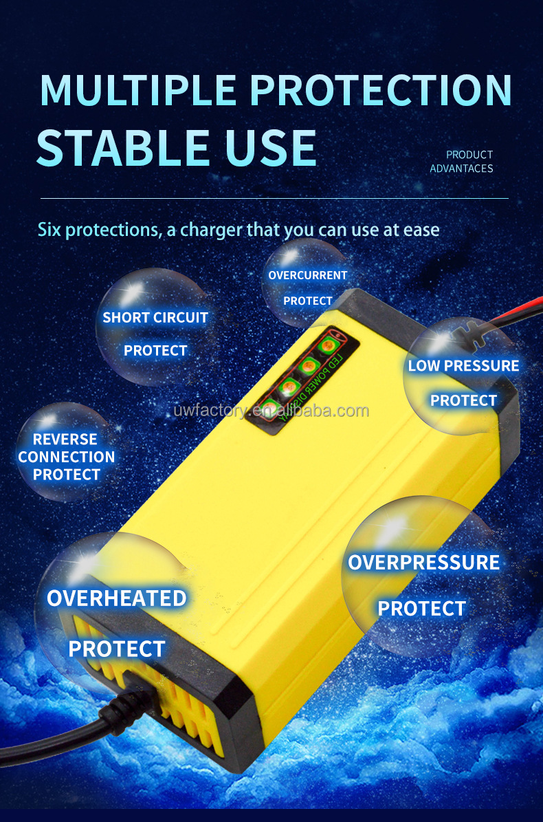 Universal Fast Charging 12V 3A 5A 6A 8A 10A Smart Car Battery Charger for Lead Acid Battery Automatic Identification