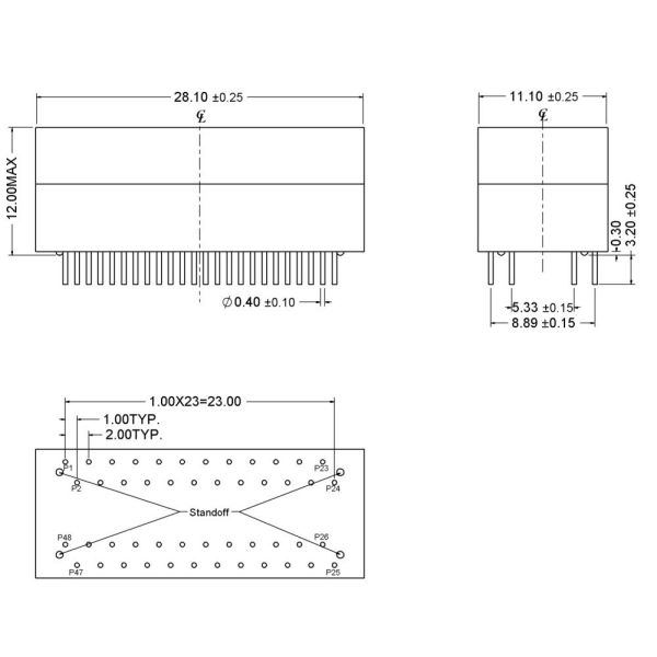 L14T002-3 1000 Base - T Dual Ports LAN Filter Telecom Transformer PoE 30/60W Meet IEEE802.3bt Type3 Standard