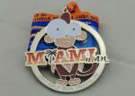 Triathlon Iron Ribbon Medals Nickel Plated For Decoration