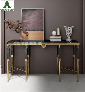 Wholesale Modern Luxury Hotel Furniture Gold Stainless Steel Marble Decorative Console Entryway Table from china suppliers
