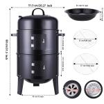 Detachable 3 in 1 Round Tower Charcoal BBQ Smoker with 2 Cooking Area Customized