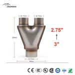 Y-Shaped Three-Way Exhaust Pipe Euro 1 Catalytic Converter Metallic Exhaust