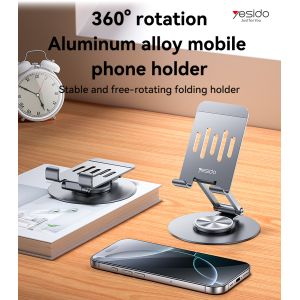 Foldable Aluminum Alloy Phone Holder with Adjustable Height and 360° Rotation