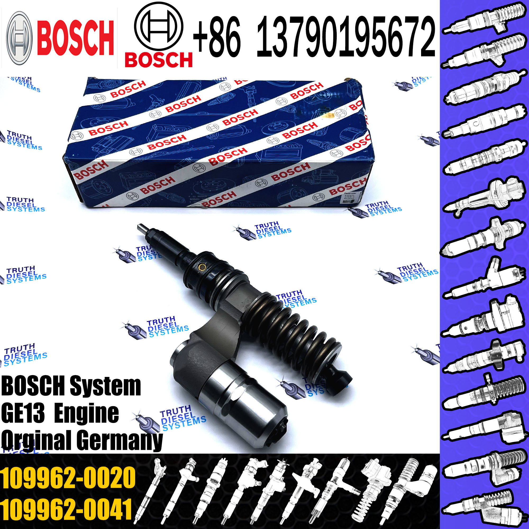 Common Rail Diesel Engine Parts Diesel Fuel Injector 109962-0020 109962-0020 For GE13