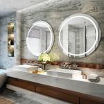 Supports Room Space Selection Large Round Mirror for Living Room or Entryway