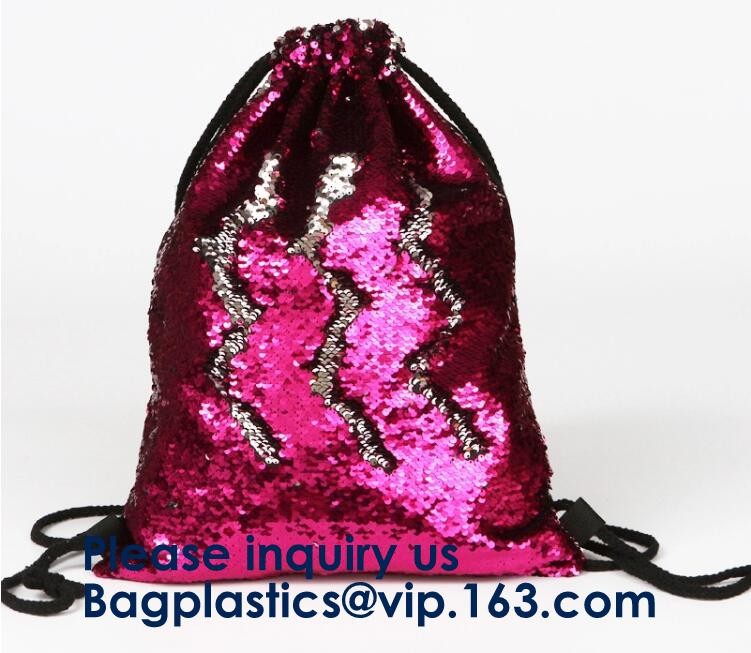 Fashion Bling Sublimation Strapping Sequin Drawstring Backpack Bag,Glitter Mermaid Flip Sequin Bag Outdoor Shoulder Reversib