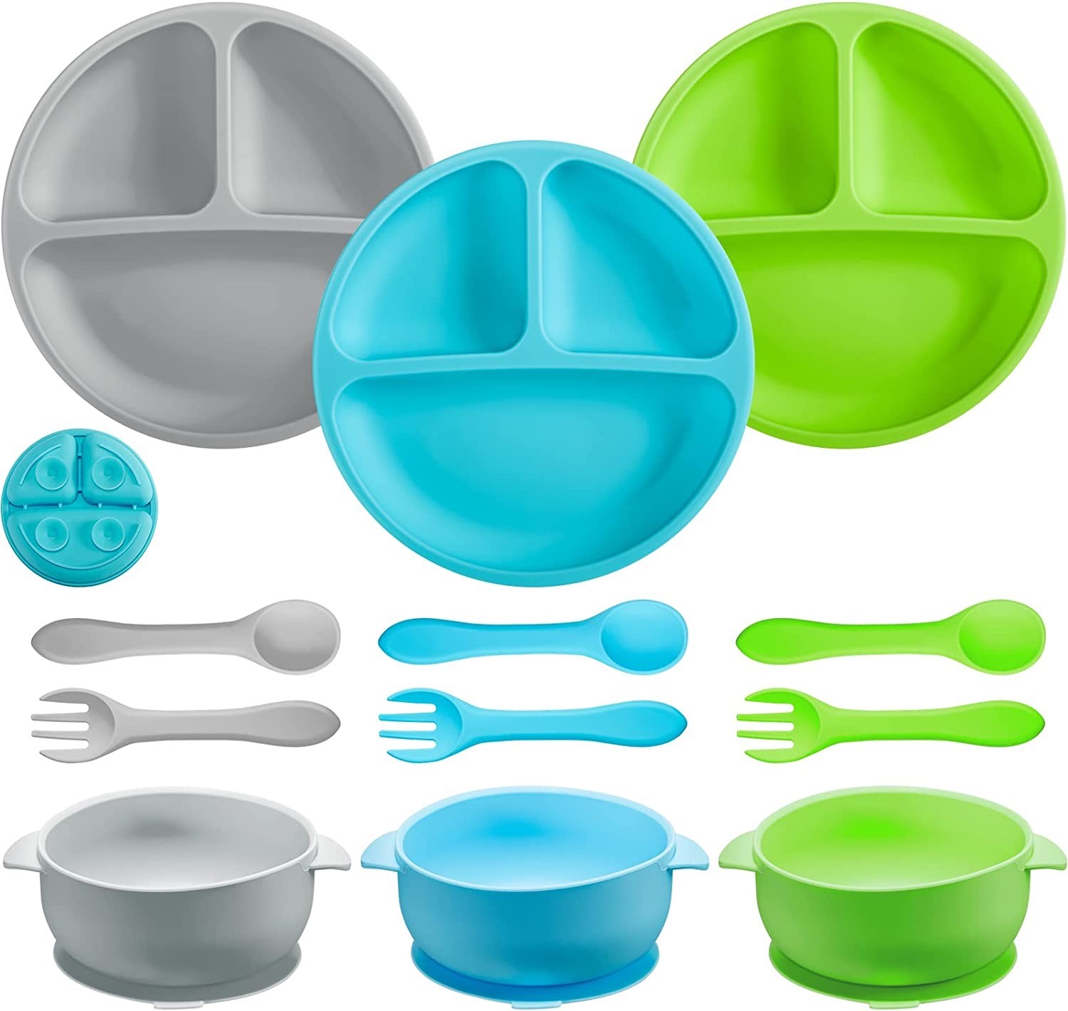 Multiscene Harmless Silicone Dinnerware Set Suction Plates Food Grade