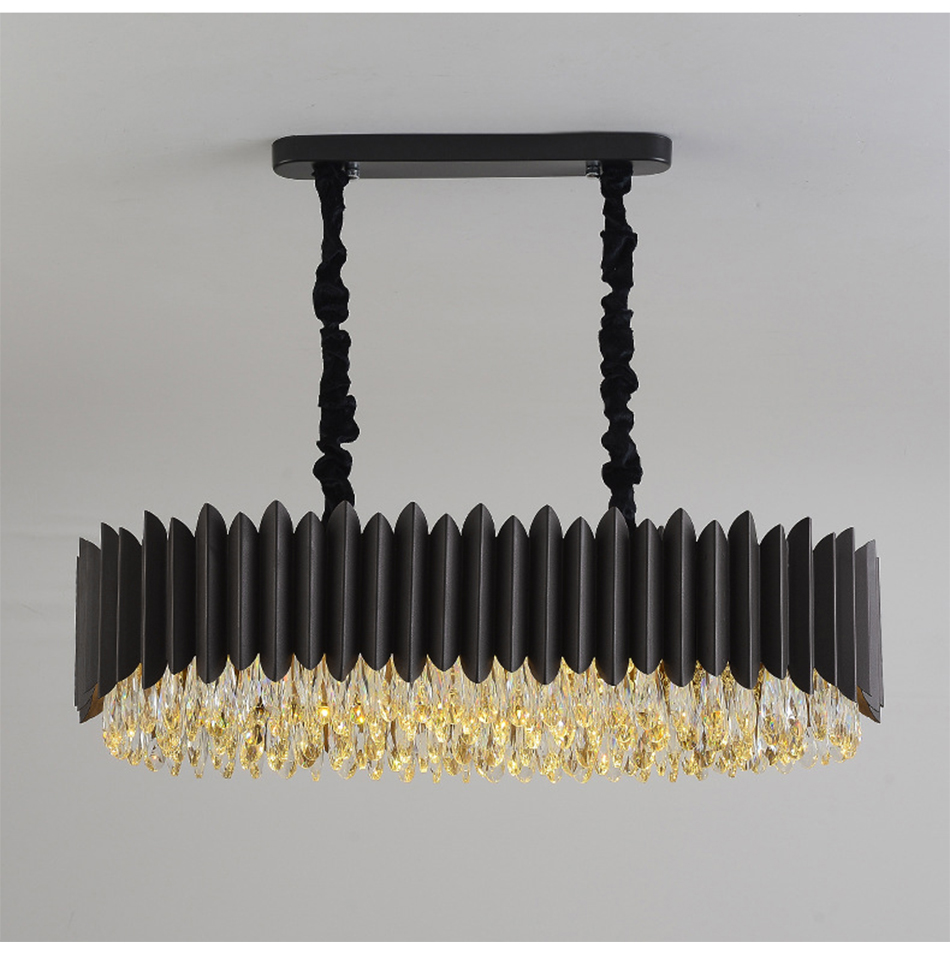 Black Led Chandelier Dining Room Oval Design Creative Kitchen Lamp interior decoration for home(WH-CY-186)