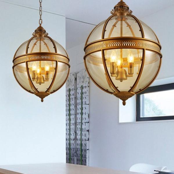 Vintage Loft Globe Pendant Lights Glass Shade Round Lamp Kitchen Bar wrought