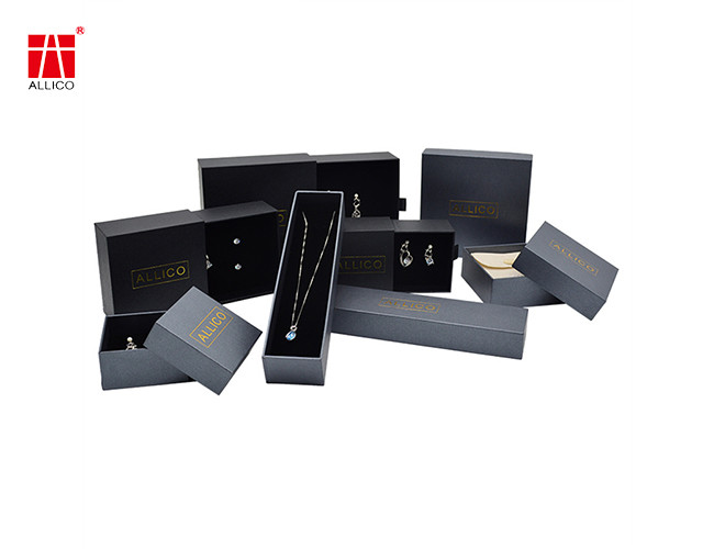80-400gsm Black Cardboard Jewelry Gift Box Cotton EVA Filled