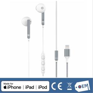 Wholesale Braided Earphones with Lightning connector, Grey / Rose Gold Color from china suppliers