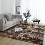 Brown Plush Tie-dyed Bedroom Area Rug Hotel Living Room Center Rectangle Carpet