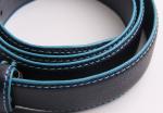 Classic Mens Leather Dress Belt With Blue Stitching And Edge Painting