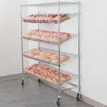 4 Slanted Home Wire Shelving / 1 Flat Shelf Mobile Merchandising Cart For