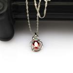 925 Silver Pendant with 6x8mm Oval Green and Clear Cubic Zircon Pendant (PSJ0401