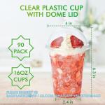 16 Oz Clear Cups With Dome Lids, Disposable Plastic Drinking Cups, 16 Oz Parfait