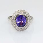 925 Silver Oval Garnet Gemstone Ring with Cubic Zircon (S-RJ692)