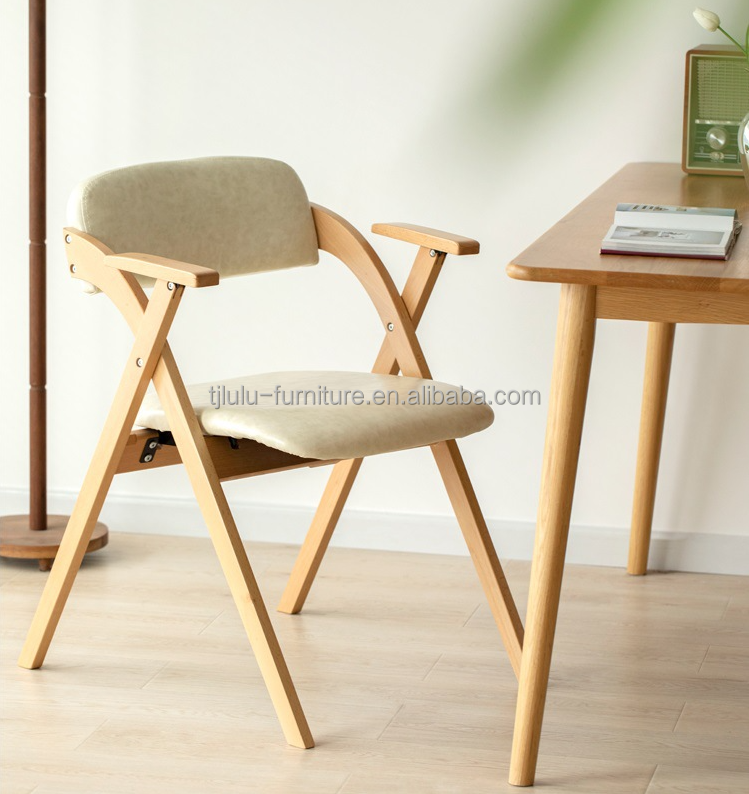Wood Dining Chair Living Room in Modern Style W52.5*D60*H77.5CM with Foldable Design