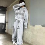Custom Tracksuit Unisex Dirty Painting Print Sweat Vintage Jogging 100% Cotton