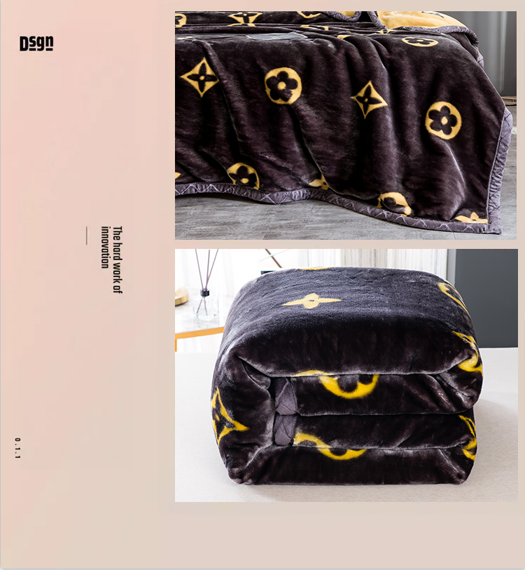 Brushed Pattern Fluffy Bedding Blankets for Winter Sublimation Luxury Blanket