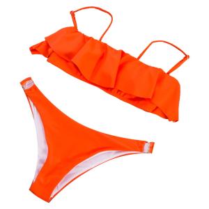 Wholesale Tiered Layer Tie a Knot Front Top With Low waist Bikini swimsuit high cut from china suppliers