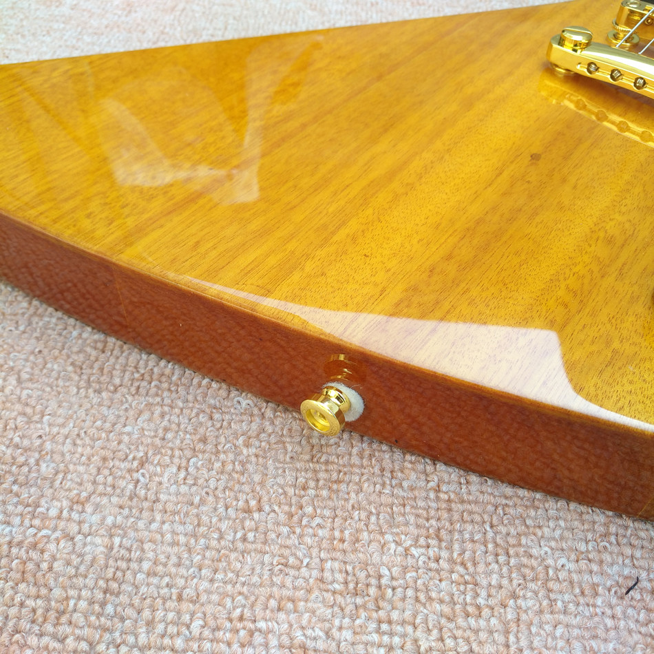 RD type Electric Guitar in Natural wood color, Custom Shop RD guitar with Chrome hardware, Dots inlays, Free shipping