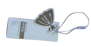 China Garment Custom Hang Tags 11.5cm x 4.5cm Ivory Matt Coat  , 600gsm on sale