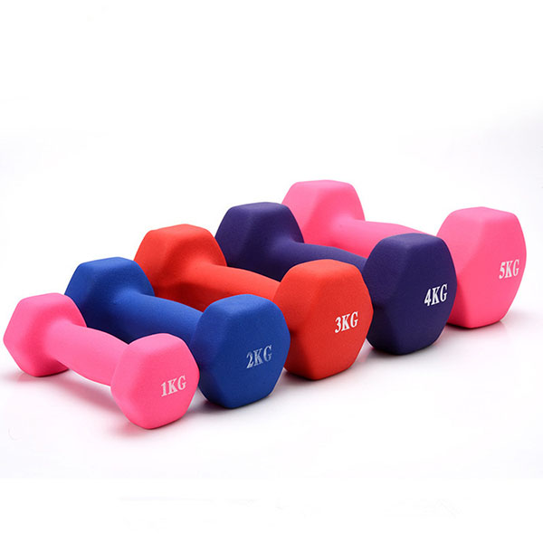 Colored Neoprene Steel Hex Coated Dumbbell Barbell Sets