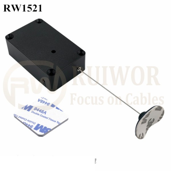 RW1525 Cuboid Multifunctional Retractable Cable With Dia 38mm Circular Adhesive Plastic Plate Connector
